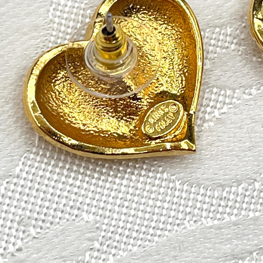 Kirks Folly Angel Wings Heart Earrings - Gold Tone & Crystal AB Rhinestones - Picture 5 of 8
